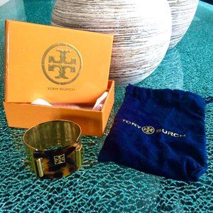 Tory Burch gold and tortoise shell cuff bracelet